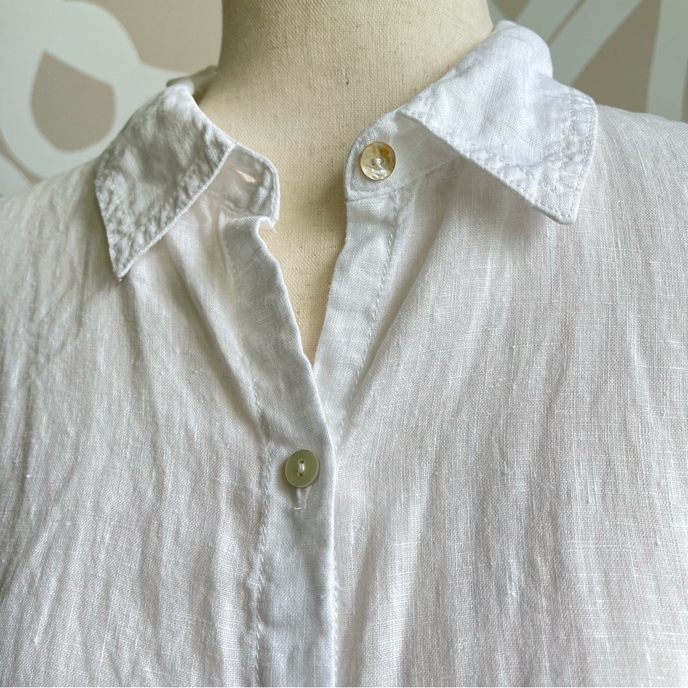 100% linen button down white shirt by SIGRID OLSEN in size M. - Picture 4 of 8